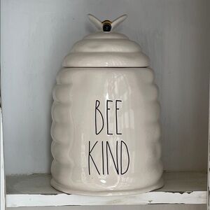 Rae Dunn Bee Kind Honey Canister Cream with Black Lettering